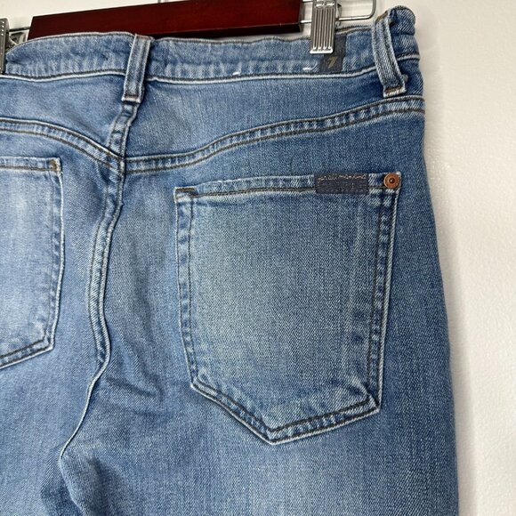 7 For All Mankind Blue Jeans High Waist Cropped Straight Size 30 - Picture 5 of 12